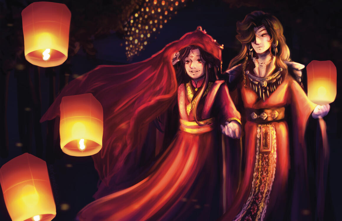 Fanart, Xie Lian and Hua Cheng from Heaven Official&#39;s Blessing